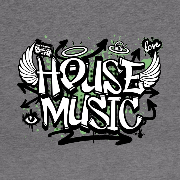 HOUSE MUSIC  - Graffiti Steez (black/army green) by DISCOTHREADZ 